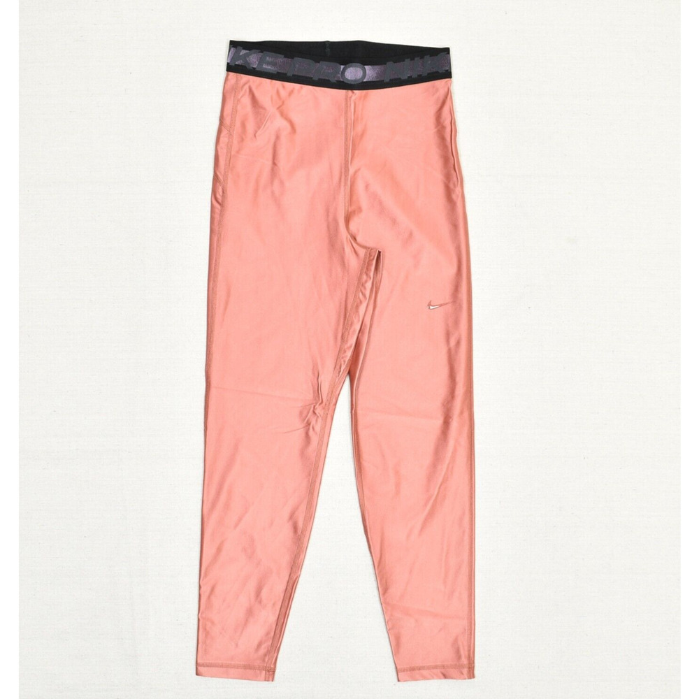 Nike Women Skinny Ankle Legging Pull On Polyester Salmon Red Size S Pro Dri Fit